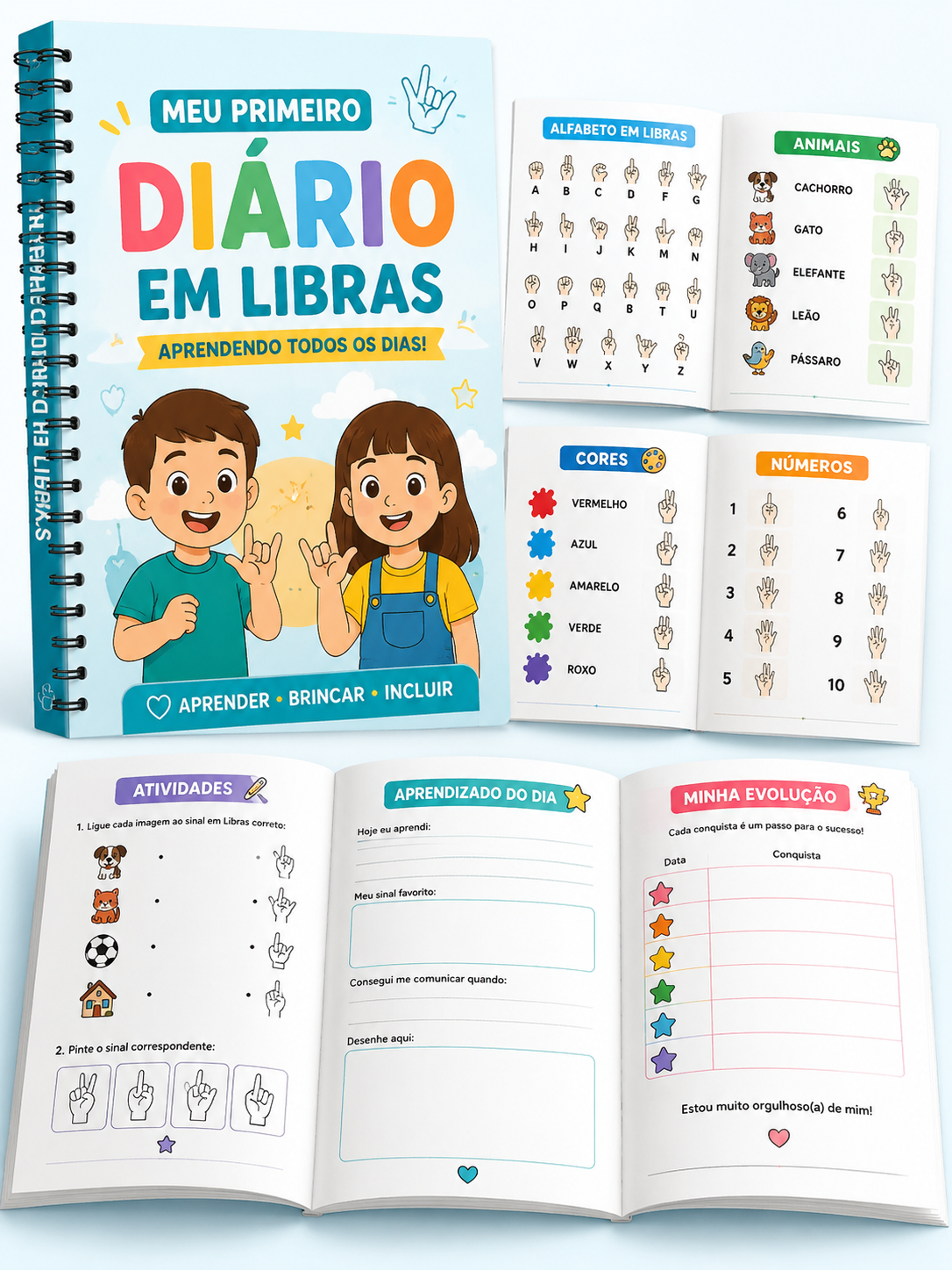 Mockup do Meu Primeiro Diário em Libras